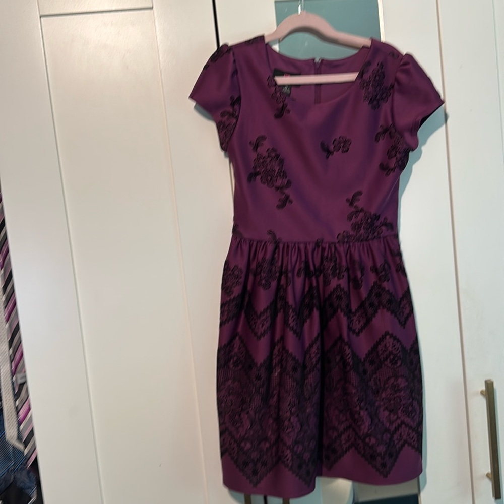 Purple dress with black embroidery size 10